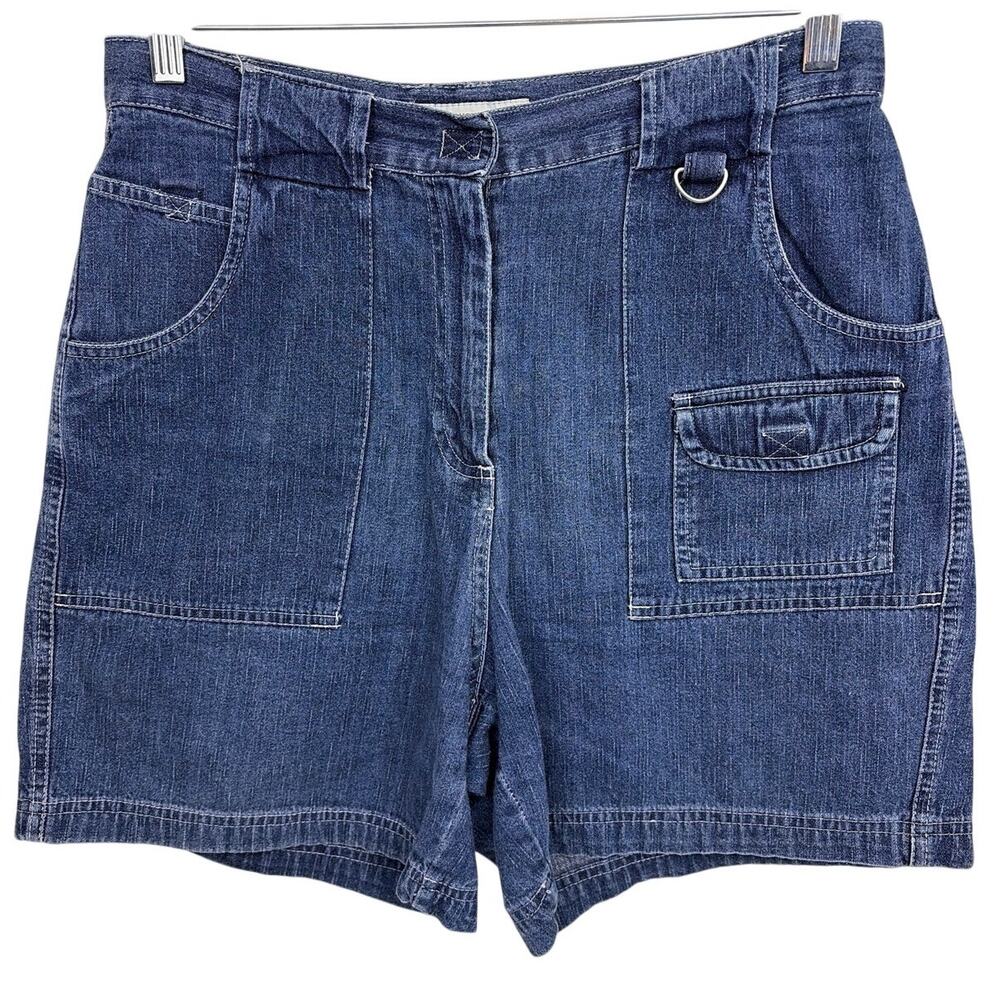 VTG 90s Faded Glory Gorpcore Indie Denim Jean Utility High Rise Cargo Shorts 10